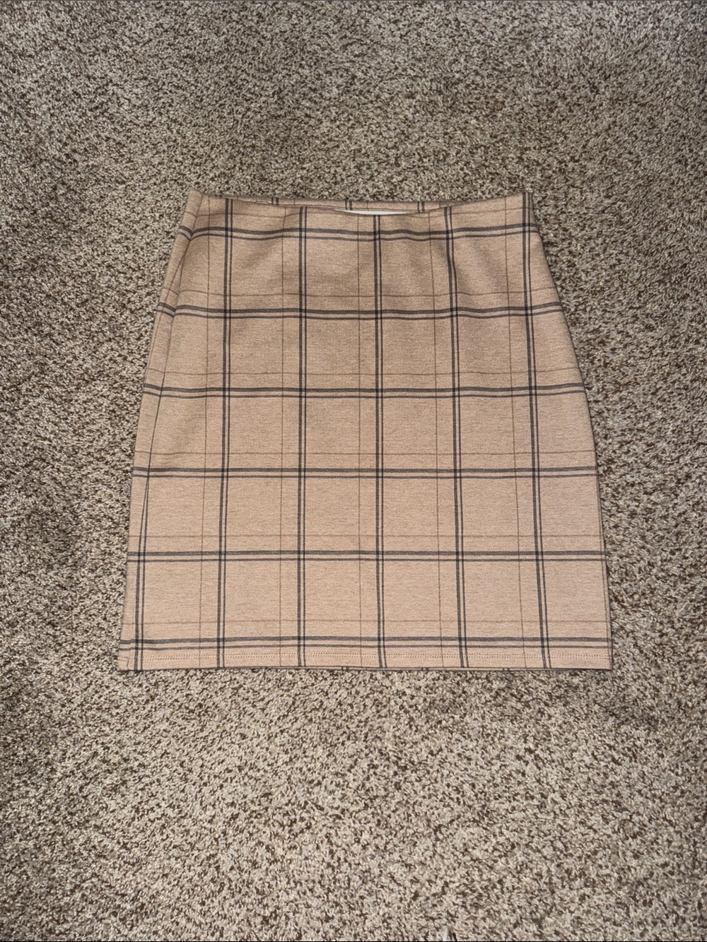 LOFT Tan Plaid Pencil Skirt